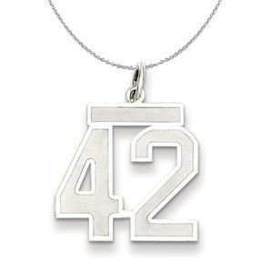 Sterling Silver, Jersey Collection, Medium Number 42 Necklace - 20 In